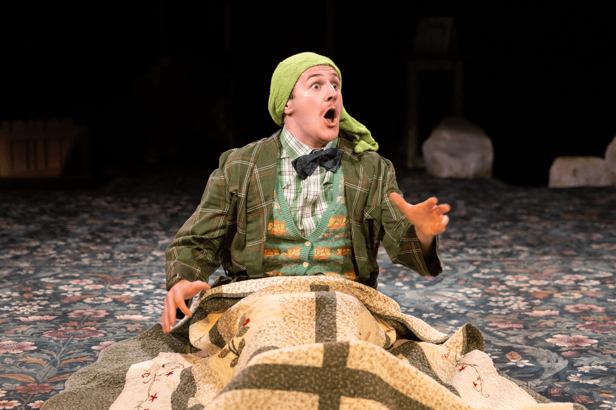 Frog (Callan Roberts) wakes up, in "A Year With Frog and Toad." (Justin Barbin)