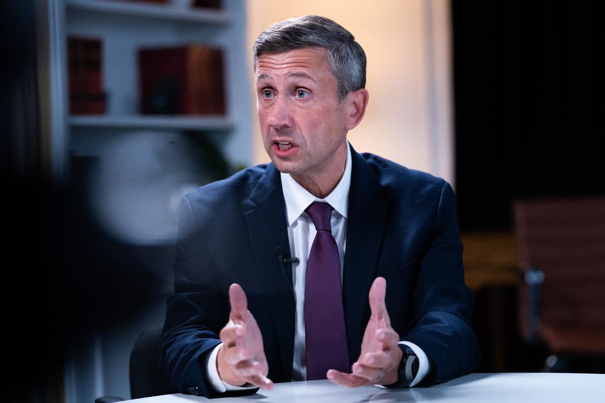 Democratic National Committee chair Ken Martin speaks during an interview with The Associated Press at DNC headquarters in Washington on Jan. 12, 2026. (AP Photo/Allison Robbert, File)