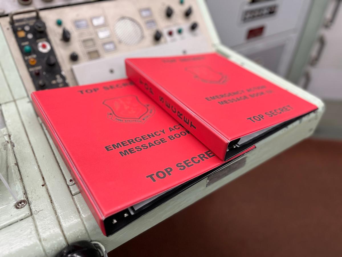 Formerly top secret instructions for launching ICBMs at the Titan Missile Museum in Green Valley, Ariz., on July 24, 2026. (Allan Stein/The Epoch Times)