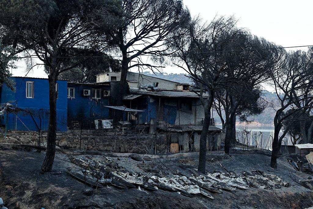 View of the San Juan Reservoir after a wildfire in Pelayos de la Presa, Madrid Community, Spain, on July 27, 2026. (Oscar Del Pozo/AFP via Getty Images)