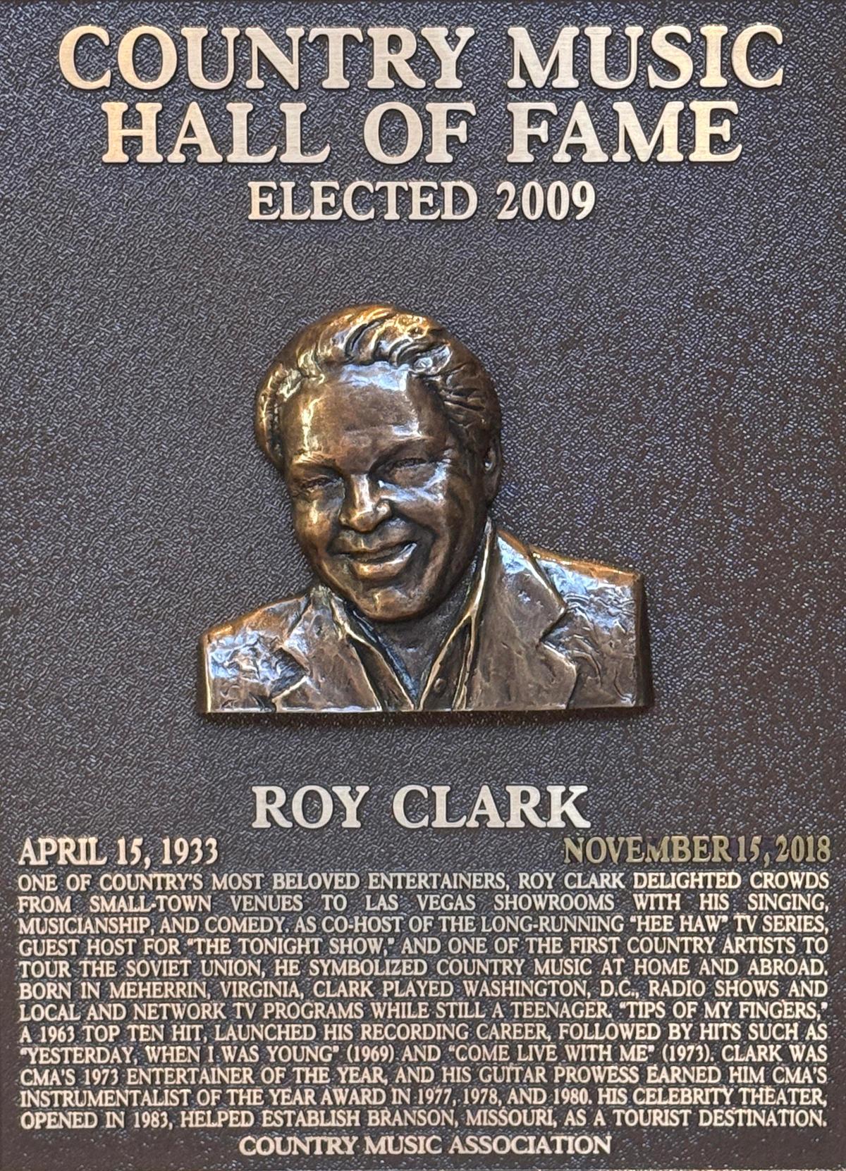 Roy Clark plaque at the Hall of Fame Rotunda at the Country Music Hall of Fame and Museum in Nashville. (Ritu Manoj Jethani/Shutterstock)