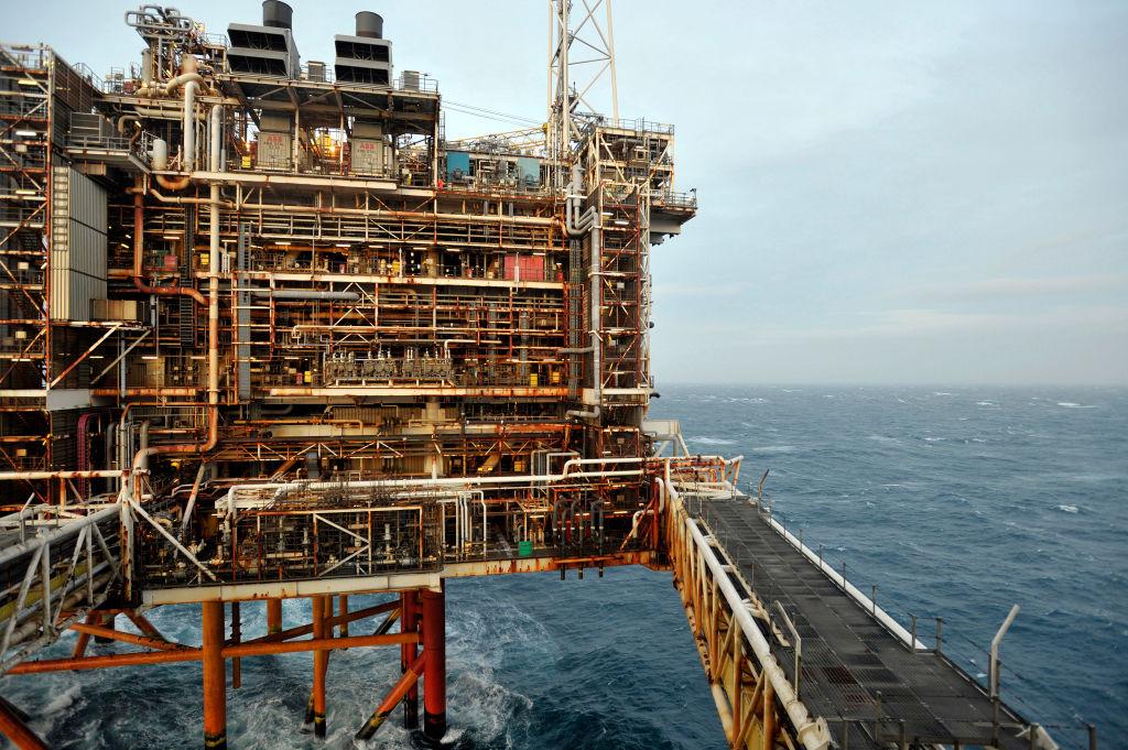 A general view of the BP ETAP (Eastern Trough Area Project) oil platform in the North Sea about 100 miles east of Aberdeen, Scotland, on Feb. 24, 2014. ( Andy Buchananl/Getty Images)