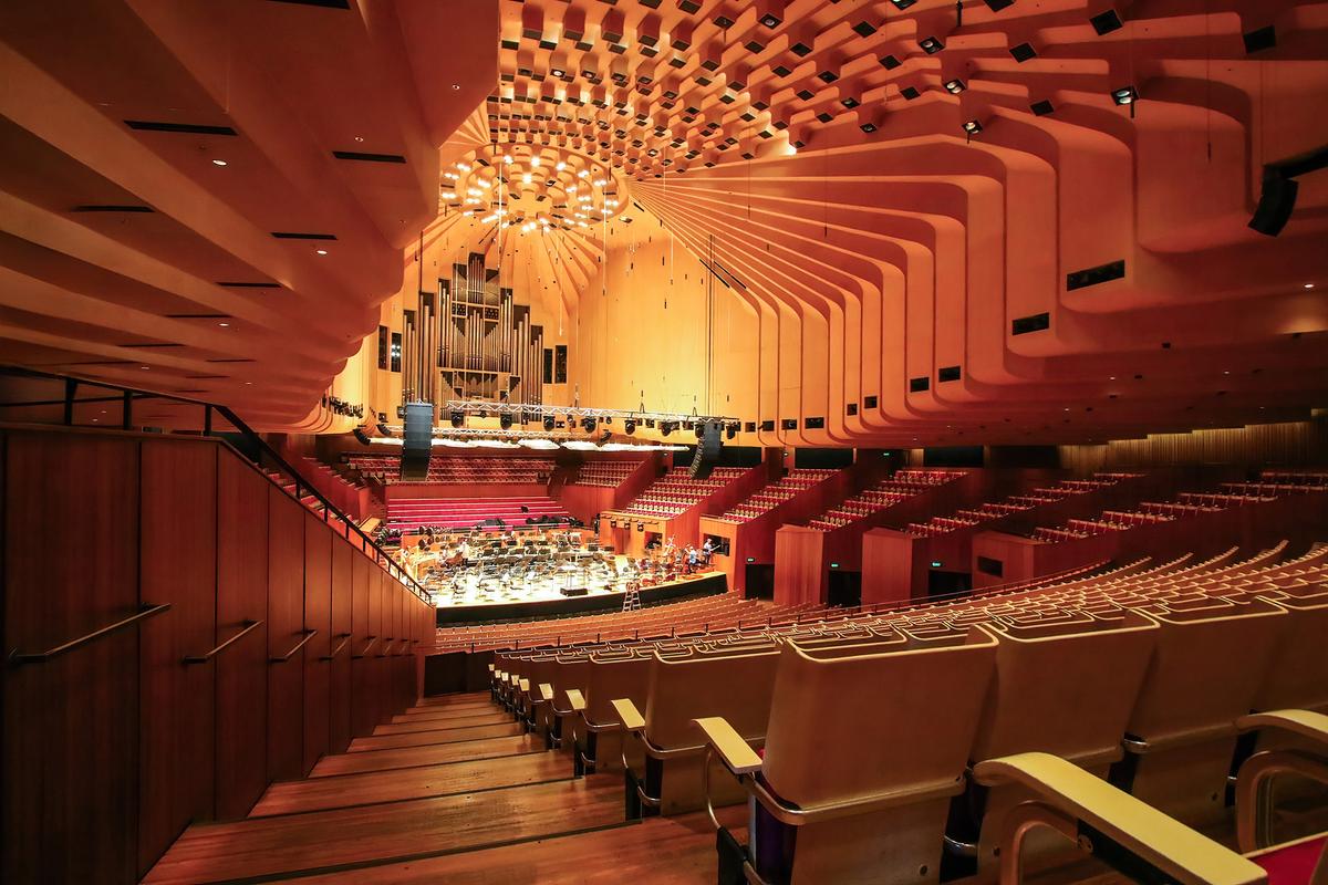 The Concert Hall is the largest performance venue within the Sydney Opera House, often hosting orchestra concerts, choral performances, lectures, and special events. It's home to the Sydney Symphony Orchestra. (Alexandre.ROSA/Shutterstock)