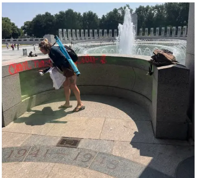 Woman Arrested on Suspicion of Vandalizing World War II Memorial in Washington