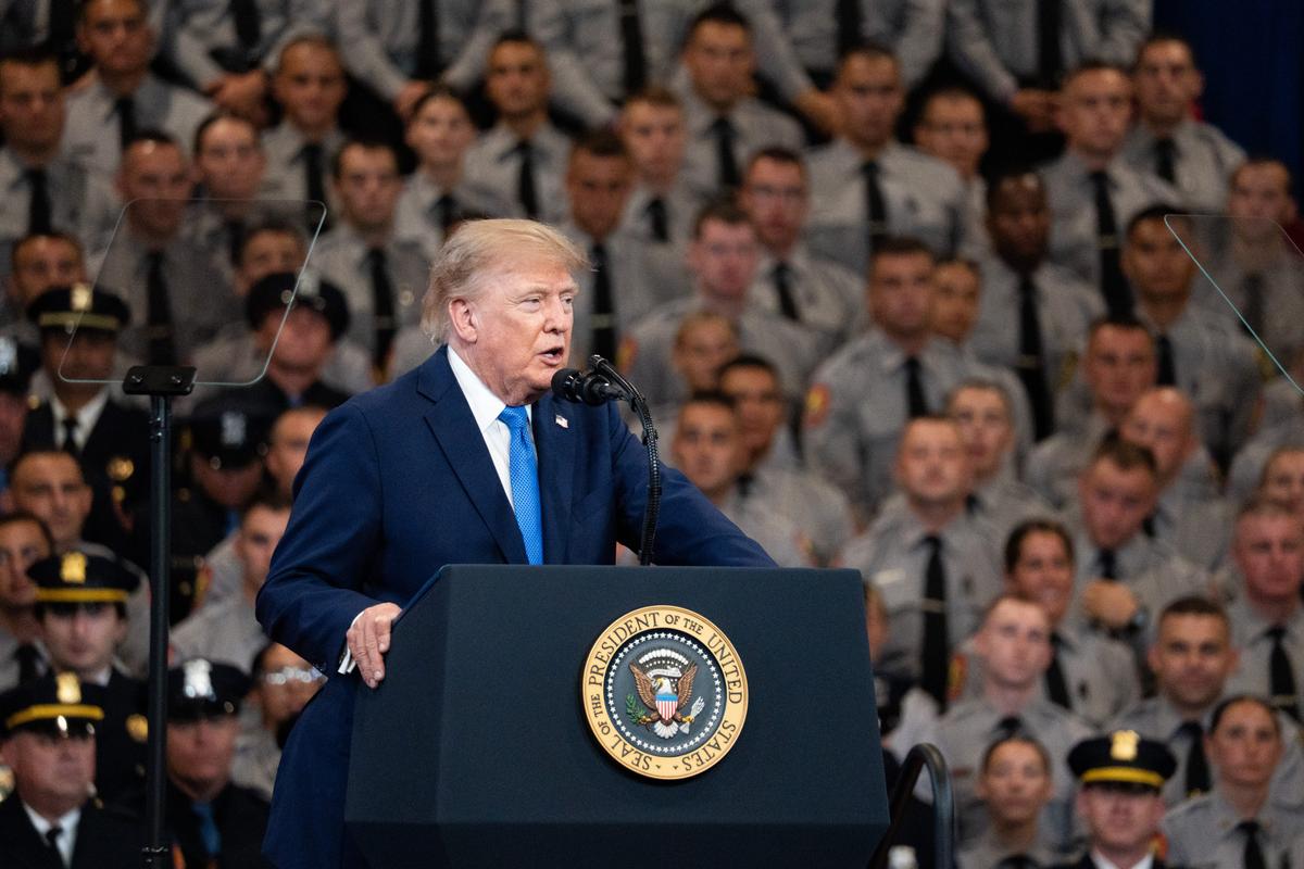 Trump Highlights Record Drop in Violent Crime in Visit to NY Police Academy