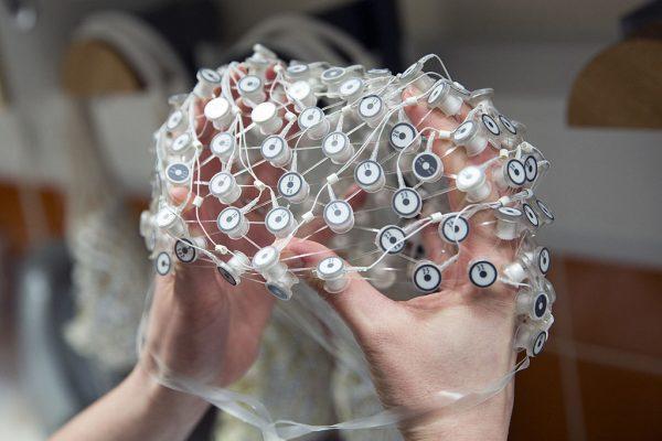 A file photo of an electroencephalogram (EEG) cap used to study brain activity. (Oli Scarff/Getty Images)