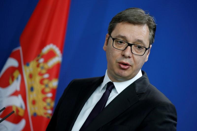 Serbia's President Aleksandar Vucic attends a news conference in Berlin, Germany, on April 13, 2018. (Axel Schmidt/File Photo/Reuters)
