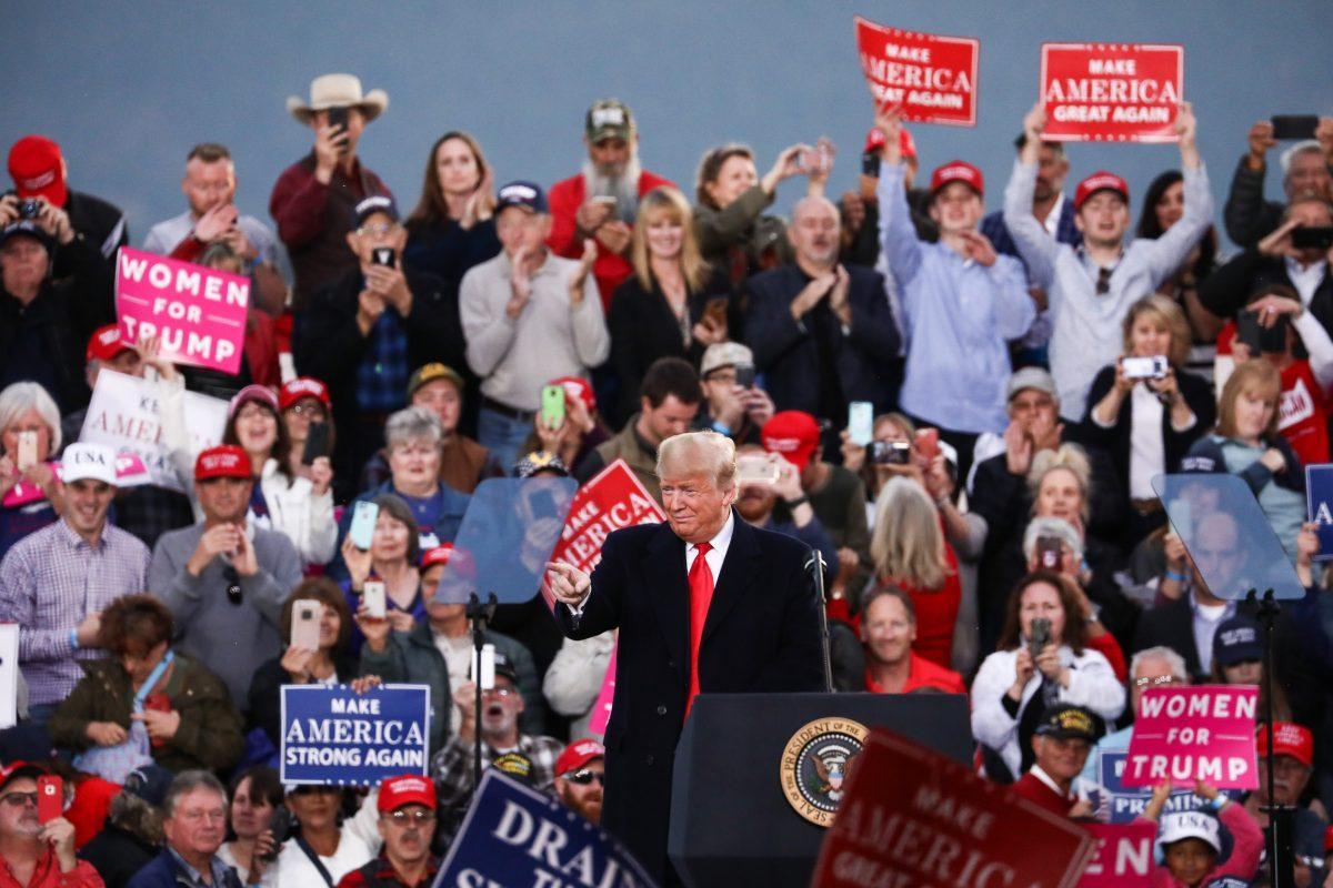 President Donald Trump at a Make America Great Again rally in Missoula, Montana, on Oct. 18, 2018. (Charlotte Cuthbertson/The Epoch Times)