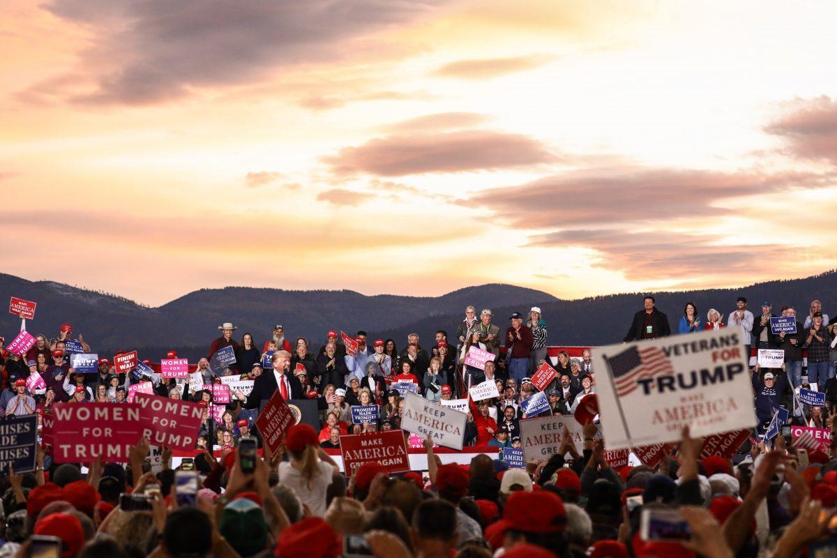 President Donald Trump at a Make America Great Again rally in Missoula, Montana, on Oct. 18, 2018. (Charlotte Cuthbertson/The Epoch Times)