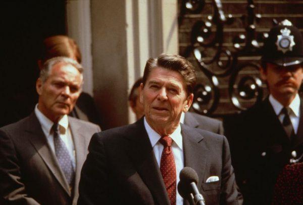 President Ronald Reagan’s administration published a report on the state of American education, entitled A Nation at Risk. which sounded alarms of American student’s relatively low literacy levels and academic performance compared with students of other industrialized nations, in 1983. (Hulton Archive/Getty Images)