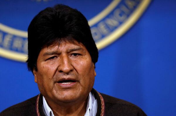 Bolivia's President Evo Morales addresses the media in El Alto, Bolivia, on Nov. 10, 2019. (Carlos Garcia Rawlins/Reuters)