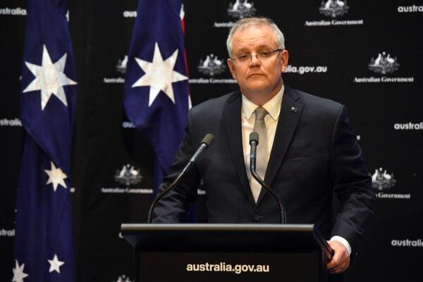 Australian Prime Minister Scott Morrison during a press conference in Parliament House in Canberra, Australia, on April 07, 2020. (Sam Mooy/Getty Images)