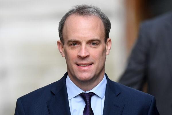 British Foreign Minister Dominic Raab Dominic Raab in London, England, on April 8, 2020. (Peter Summers/Getty Images)