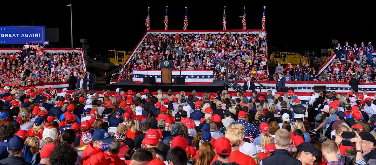 President Donald Trump speaks at a campaign rally at Atlantic Aviation in Moon Township, Pennsylvania on Sept. 22, 2020. (Jeff Swensen/Getty Images)