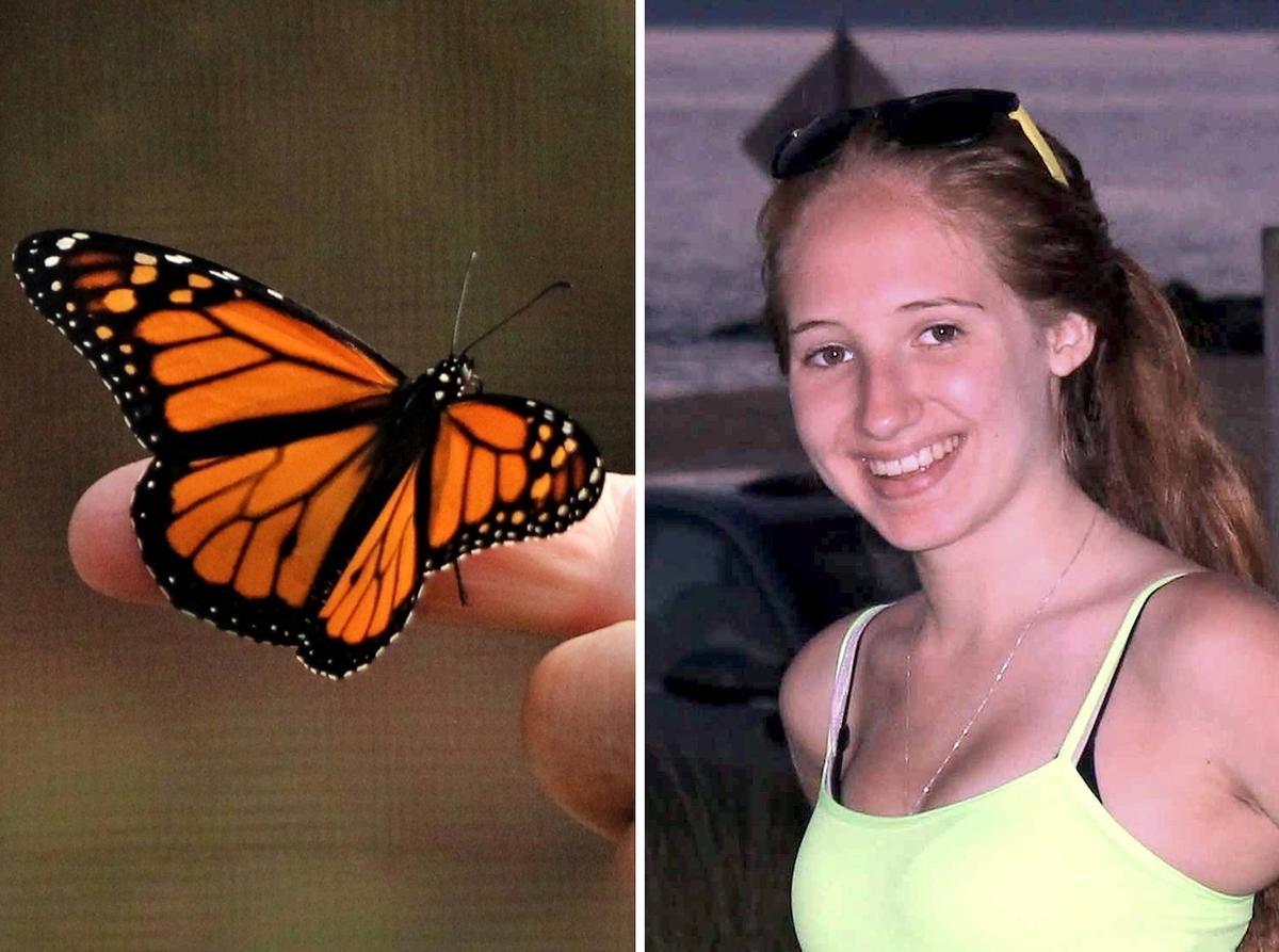 (Right) Frank O'Donnell's late daughter Keri; (Left) a monarch butterfly. (Courtesy of <a href="https://www.facebook.com/frankocomedy">Frank O’Donnell</a>)