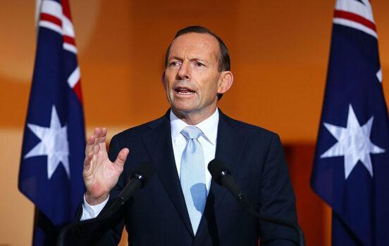 Former Australian Prime Minister Tony Abbott addresses the media during a press conference at Parliament House in Canberra, Australia, on July 18, 2014. (Mark Nolan/Getty Images)