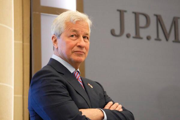 JPMorgan CEO Jamie Dimon looks on during the inauguration the new French headquarters of JPMorgan bank in Paris on June 29, 2021. (Michel Euler/Pool via AP)