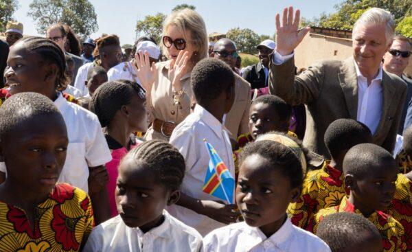 Queen Mathilde of Belgium and King Philippe of Belgium pictured during a visit to Katanga village near Lubumbashi, during an official visit of the Belgian Royal couple to the Democratic Republic of Congo, on June 11, 2022. (Benoit Doppagne/Belga Mag/AFP via Getty Images)