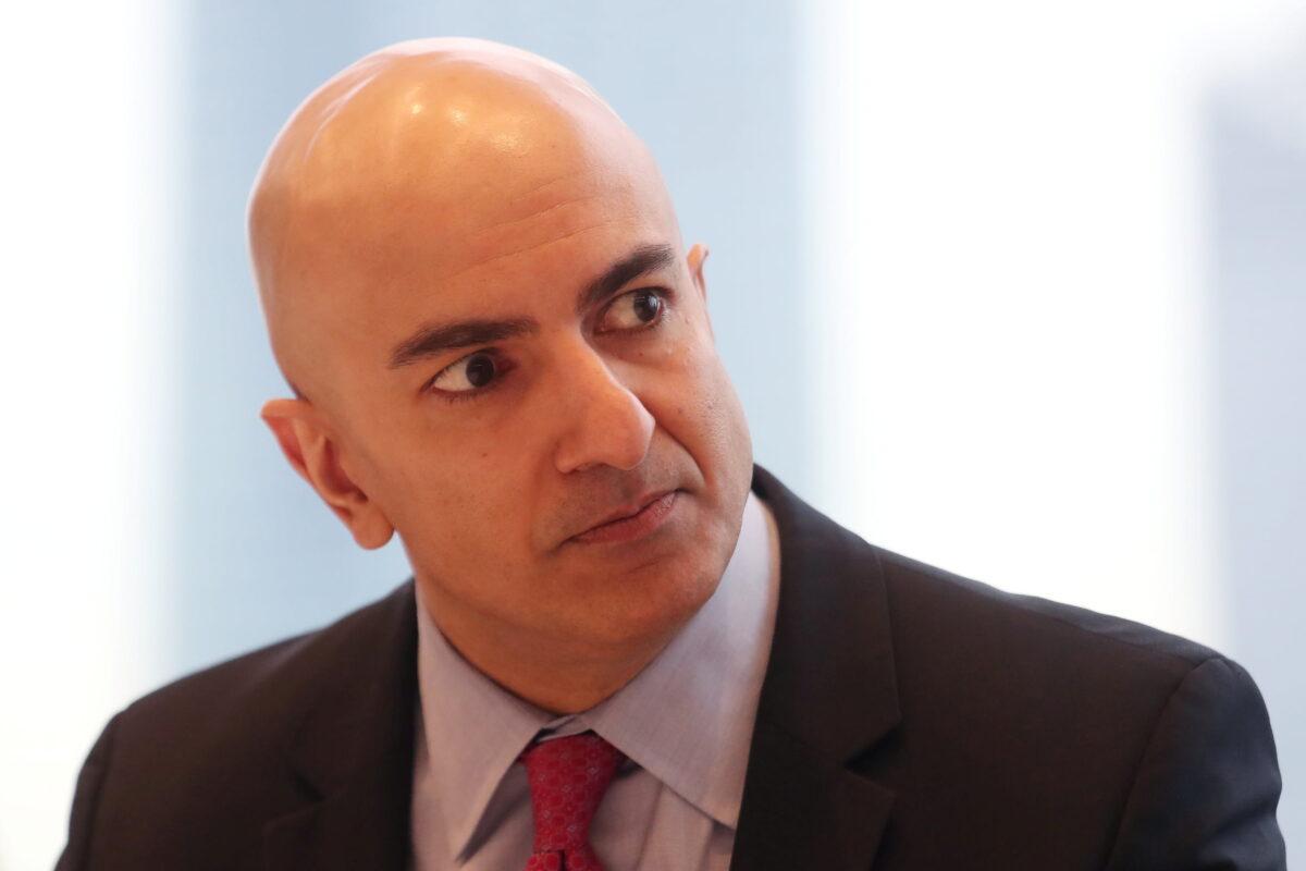 Neel Kashkari, president of the Federal Reserve Bank of Minneapolis, listens to a question during an interview in New York on March 29, 2019. (Shannon Stapleton/Reuters)