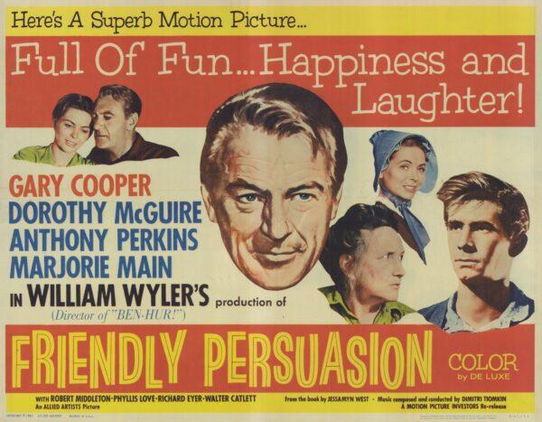 Promotional ad for "Friendly Persuasion" about a Quaker family during the civil War. (MovieStillsDB)