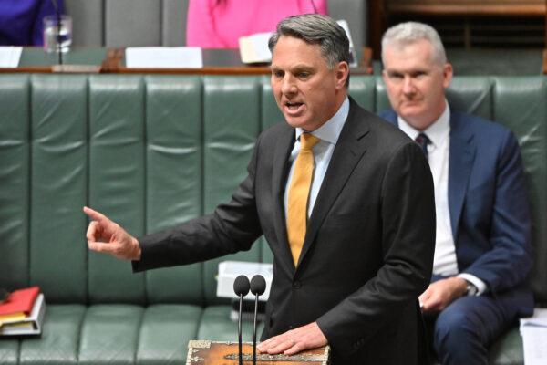 Deputy Prime Minister and Defence Minister Richard Marles, during Question Time in the House of Representatives at Parliament House in Canberra, Nov. 29, 2022. (AAP Image/Mick Tsikas)