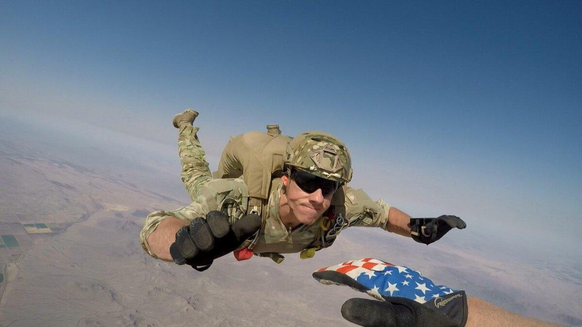John Frankman, former Army Green Beret, parachutes over Eloy, Ariz., in July 2021. (Courtesy of John Frankman)