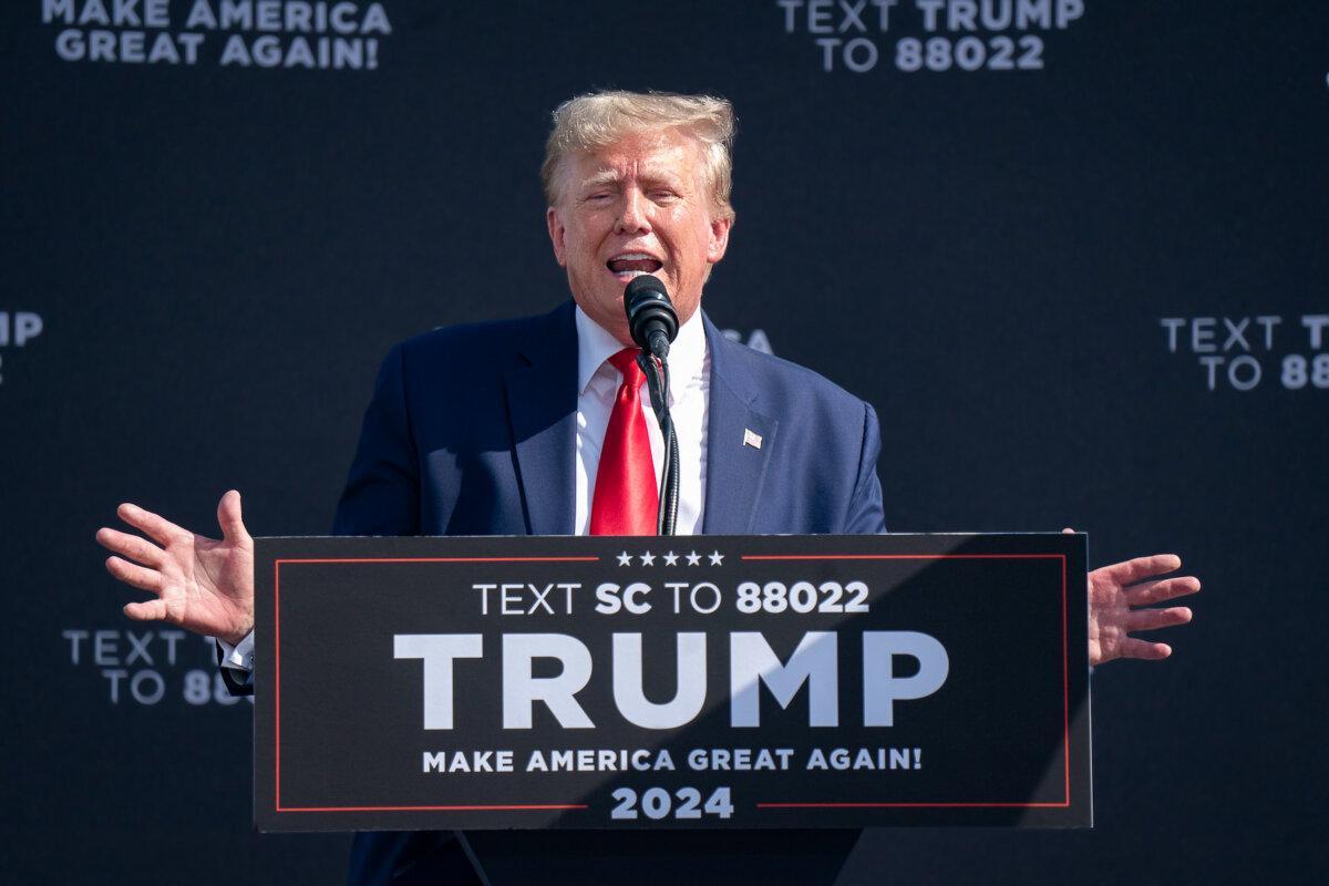 Former President Donald Trump speaks to a crowd during a campaign rally in Summerville, S.C., on Sept. 25, 2023. (Sean Rayford/Getty Images)