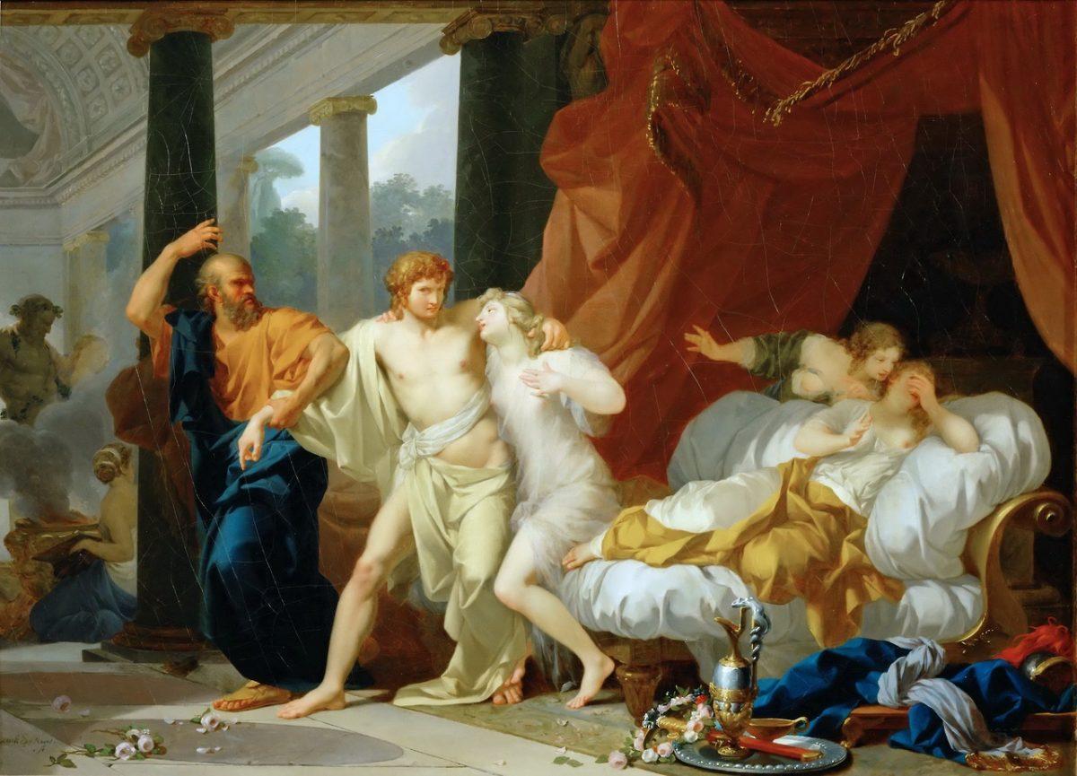 “Socrates Tears Alcibiades From the Embrace of Sensual Pleasure,” 1791, by Jean-Baptiste Regnault. (Public Domain)