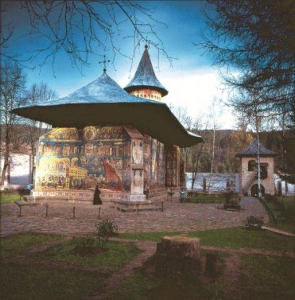 The Voronet Monastery, one of the painted monasteries of Bucovina, is known for its unique frescoes. (www.romanianmonasteries.org)