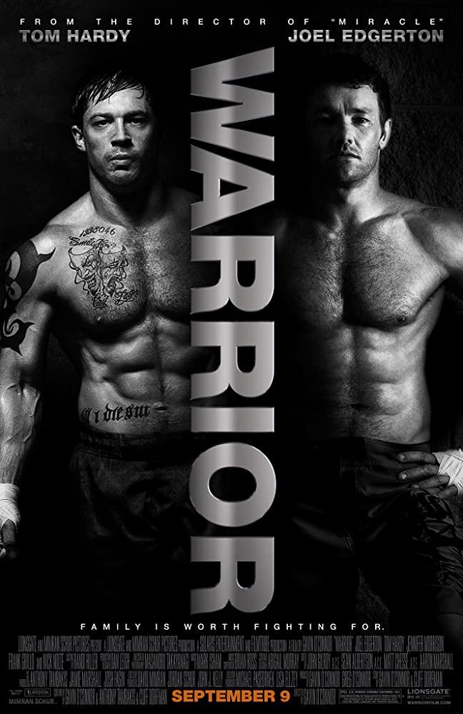 Tom Hardy (L) and Joel Edgerton in the poster for "Warrior." (Chuck Zlotnick/Lionsgate)