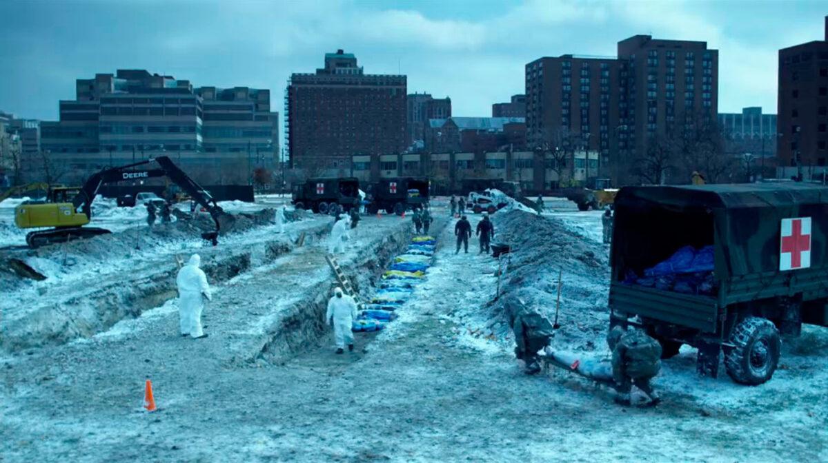 Scene featuring a mass grave in 2011's "Contagion." (Warner Bros.)