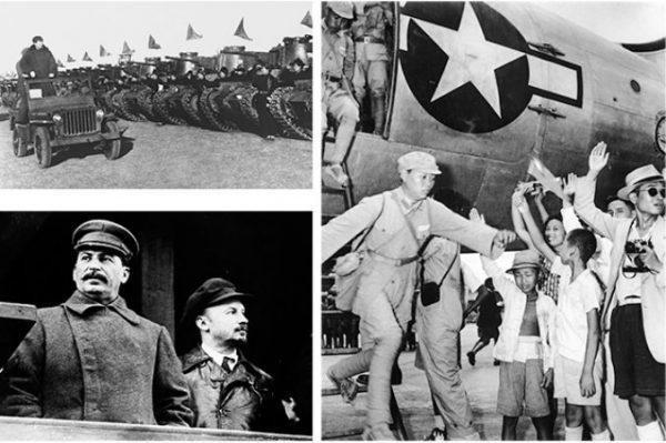 (Top left) Mao Tse-tung reviews the tank forces of the Chinese People’s Liberation Army in Hsiyuan, China, on Peking’s outskirts, in 1949. (Right) Shanghai citizens cheer Chinese Kuomintang troops, on Sept. 15, 1945. (Bottom left) Former Russian leader Josef Stalin in 1930. (AP Photo)