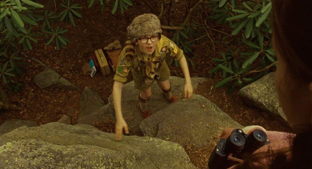 Sam (Jared Gilman) and Suzy (Kara Hayward) go hiking and camping together, in "Moonrise Kingdom." (Focus Features)