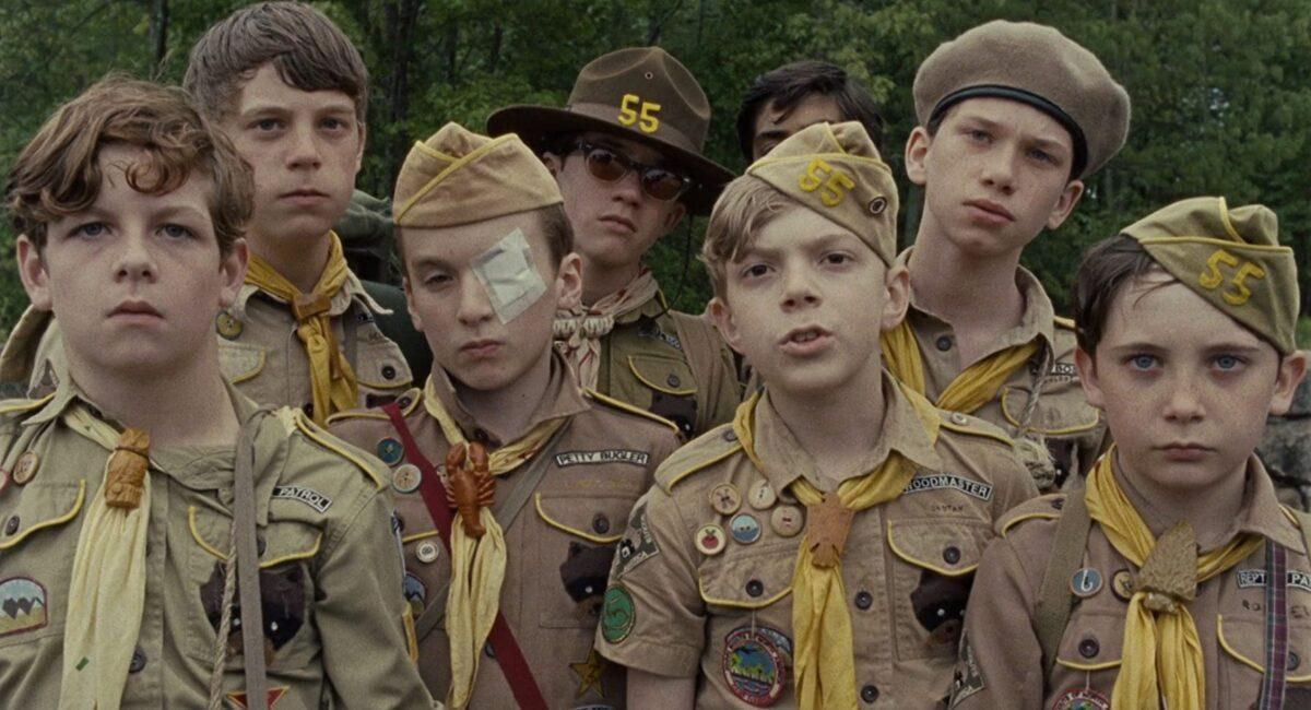The predatory Khaki Scout pack in "Moonrise Kingdom." (Focus Features)