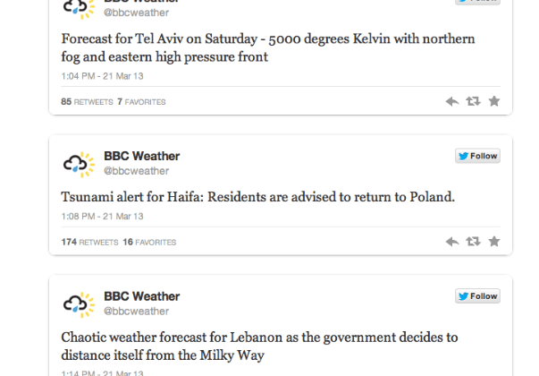  ‘Syrian Electronic Army' Hacks BBC Weather Twitter Account