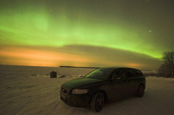 The Aurora Borealis can be seen over Northern Europe on Tuesday night because of a solar storm hitting the Earth. People in Scotland, Ireland, Norway, Finland, and Sweden said they could see the Northern Lights. (RAIGO PAJULA/AFP/Getty Images)