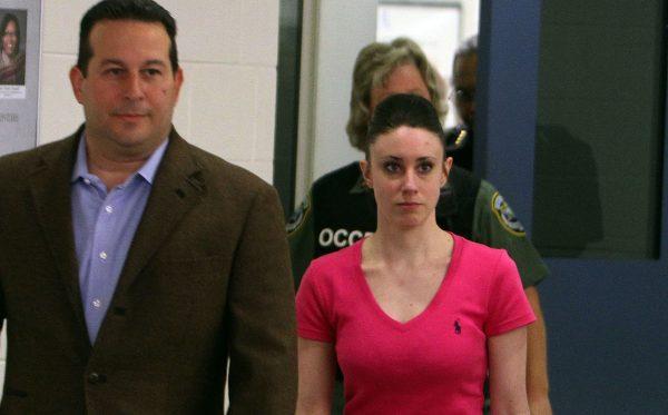 Casey Anthony (R) leaves with her attorney Jose Baez from the Booking and Release Center at the Orange County Jail after being acquitted of murdering her daughter Caylee Anthony in Orlando, Fla., on July 17, 2011. (Red Huber-Pool/Getty Images)