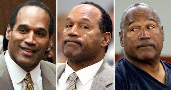 This combination of file photos shows (L) O.J. Simspon in court in Los Angeles on Oct. 3, 1995; Simpson (C) in court on the first day of his trial for armed robbery and kidnapping in Las Vegas on Sept. 15, 2008; and (R) Simpson in Clark County District Court seeking a new trial, claiming that trial lawyer Yale Galanter had conflicted interests and shouldn't have handled Simpson's armed case in Las Vegas on May 13, 2013. (AP Photo)