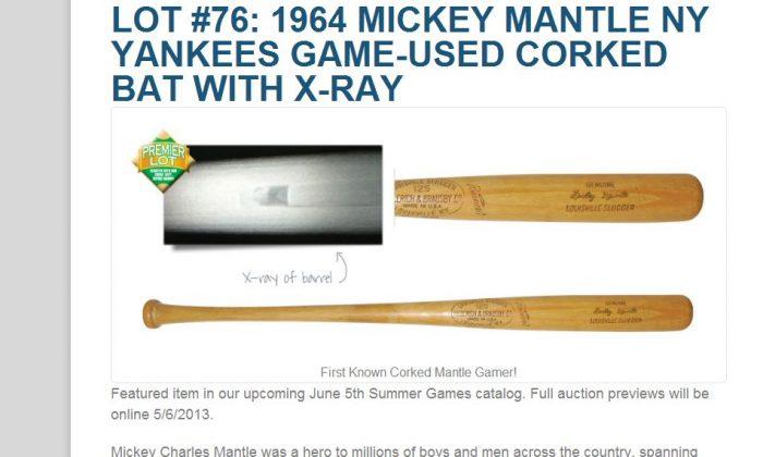 Corked Mantle Bat Being Auctioned Off