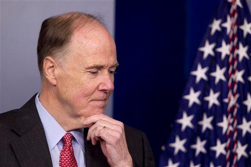 National security adviser Tom Donilon pauses before the daily news briefing at the White House in Washington on May 12, 2012. (Carolyn Kaster/AP Photo)