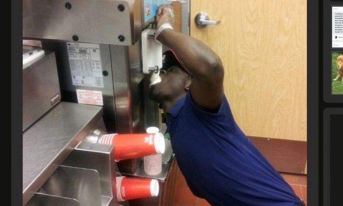 Wendy’s Photo Shows Employee Eating from Frosty Machine