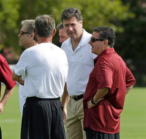 Washington team owner Dan Snyder, right, in a file photo. (AP Photo/Steve Helber)
