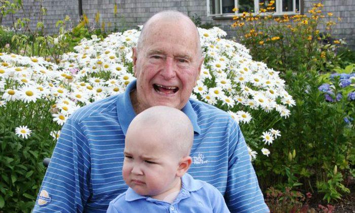 George H.W. Bush Shaves Head, Supports 2-Year-Old Cancer Patient
