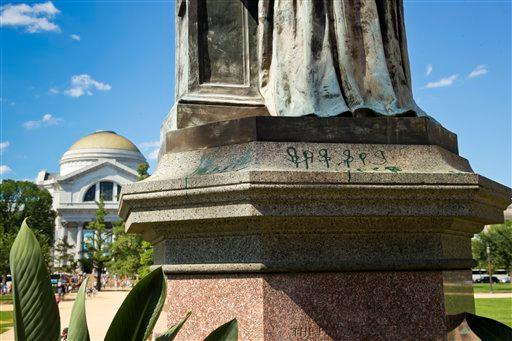 Tian Jiamei Charged with Splattering Paint on Smithsonian Statue, Organ in National Cathedral