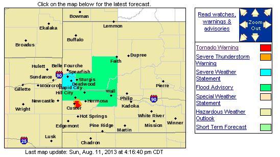 South Dakota: Tornado Warning for ‘Dangerous Storm’ in Custer County