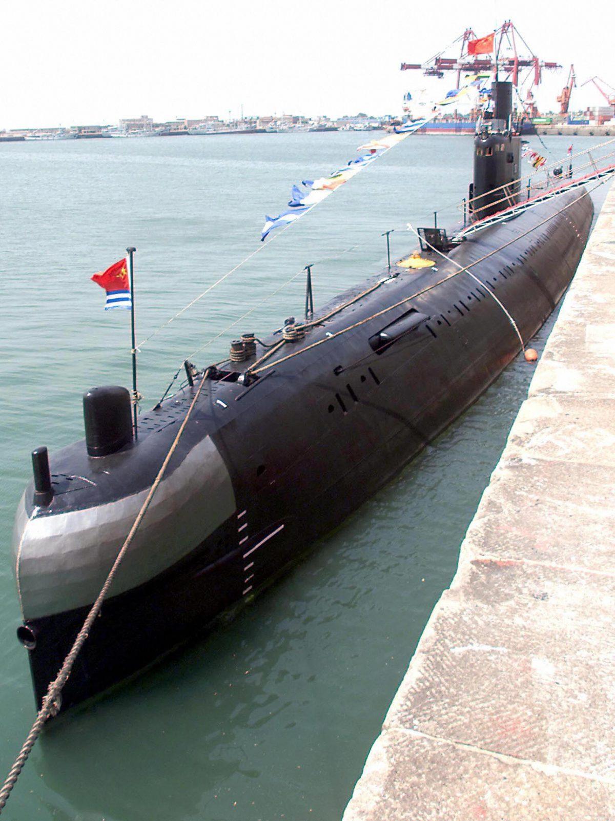 A Russian Kilo-class conventional submarine belonging to the Chinese People's Liberation Army Navy (PLAN) at the naval headquarters of the China North Sea Fleet in the eastern Chinese port city of Qingdao on Aug. 2, 2000. The Chinese military may have made significant progress on its new submarine fleet, given recent media reports. (Goh Chai Hin/AFP/Getty Images)