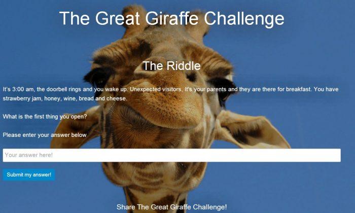 Giraffe Challenge Riddle Answer: Andrew Strugnell to Make More