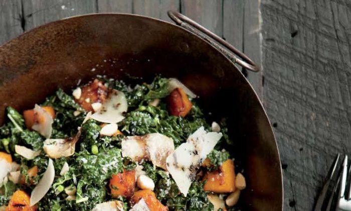 Recipe: Kale Salad & Squashes, Almonds, and Grana