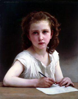 “Une vocation,” 1890, by William Adolphe Bouguereau (William Bouguereau) (1825-1905). Oil on canvas, 22.05 by 17.91 inches. (Courtesy of Art Renewal Center)