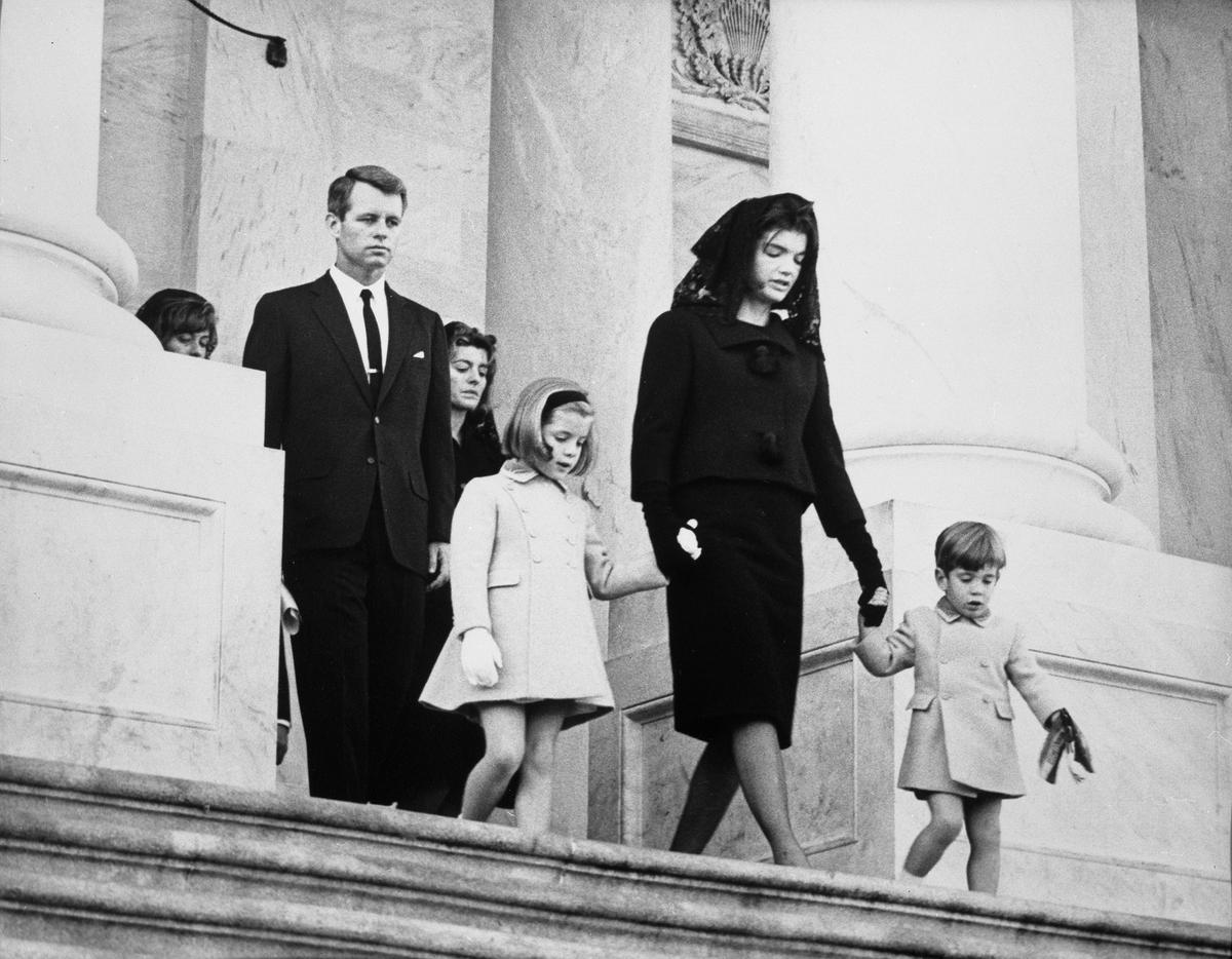 Kennedy family members leave the funeral ceremony for President John F. Kennedy on Nov. 25, 1963 (Abbie Rowe, National Parks Service/John F. Kennedy Presidential Library and Museum, Boston)